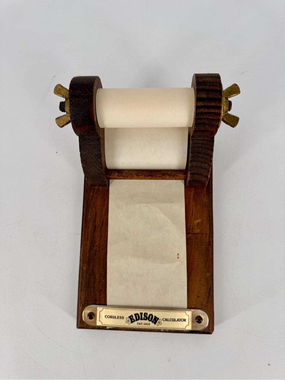 Vintage Edison Cordless Calculator Wooden Note Holder